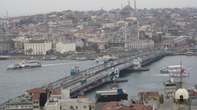 View of 2 Mosques, Bosphorus and bridge